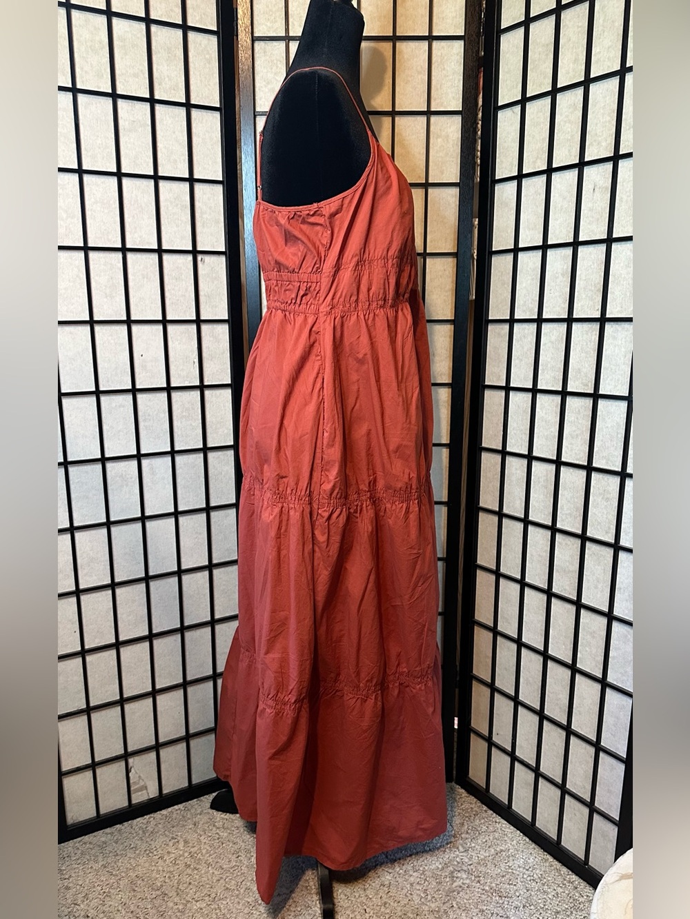 Spaghetti Strap Tiered Maxi Dress- Rust - Picture 4 of 7